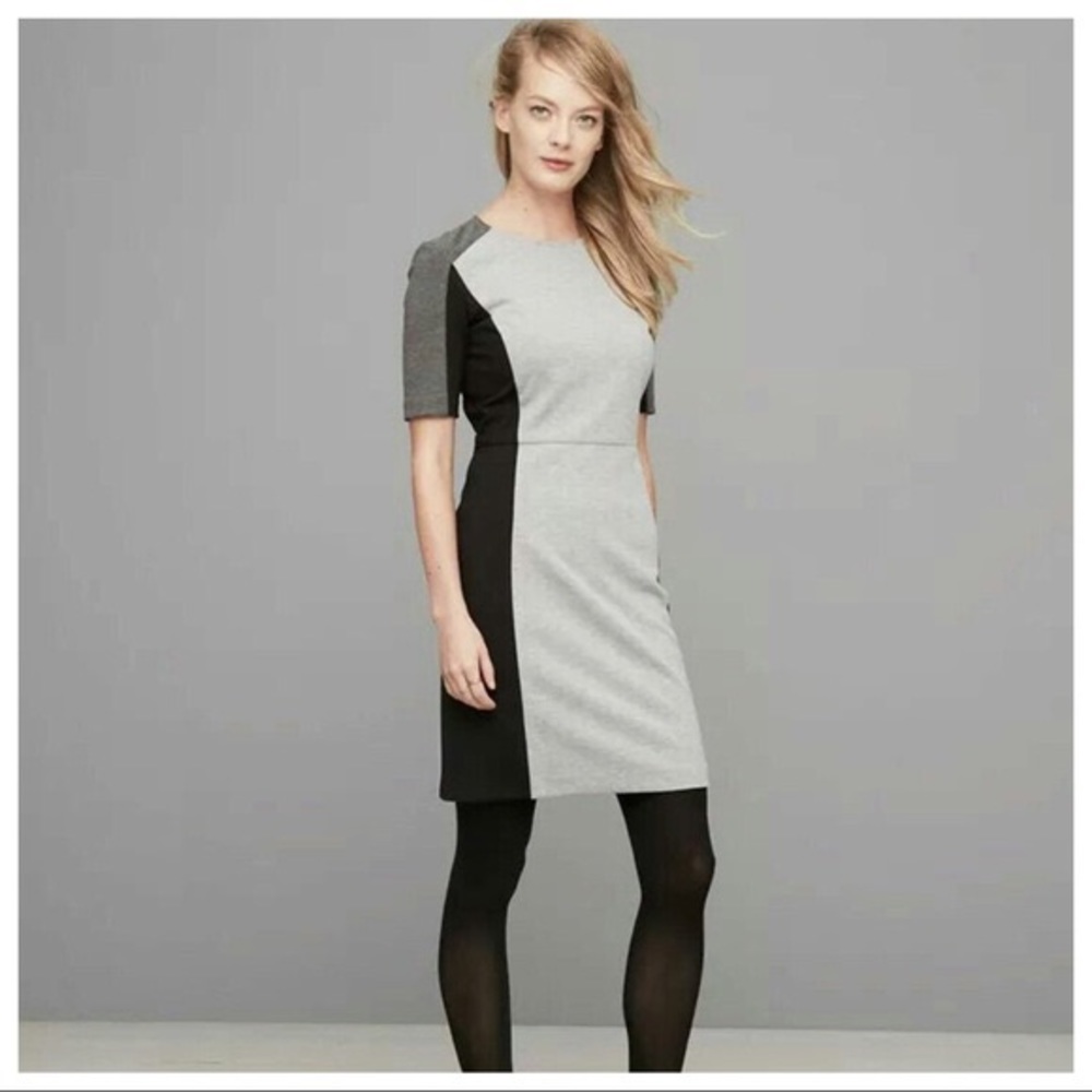 LOFT gray and black colorblock dress